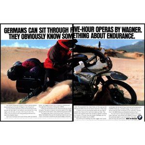 1993 BMW R100GS Endurance Motorcycle 2 Page Vintage Print Ad Kalahari Wall Art
